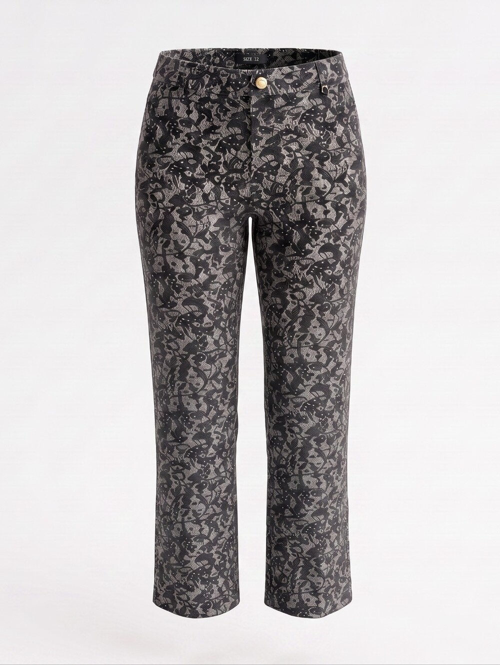 Michael Kors Collection Black Lace Pattern Straight Leg Pants Size Large